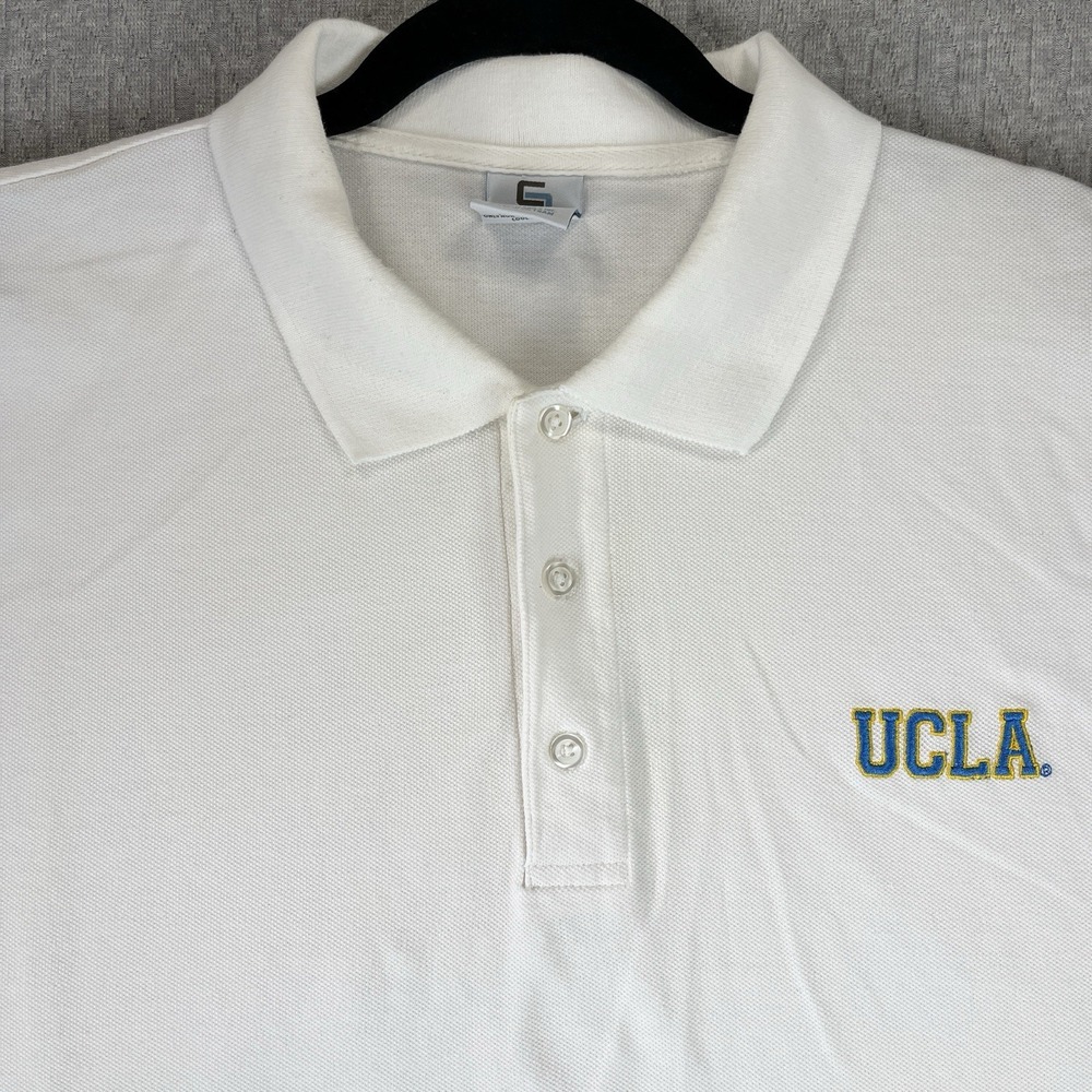 UCLA Bruins college‎ university Polo Dress Shirt Men XL Embroidered Logo White
